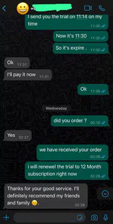 iptv subscription customer review whatsapp proof 6